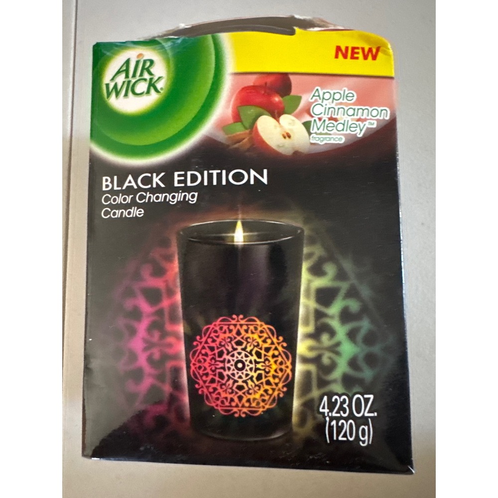 Air Wick Black Edition Color Changing Candle Apple Cinnamon Medley 4.23oz 2012